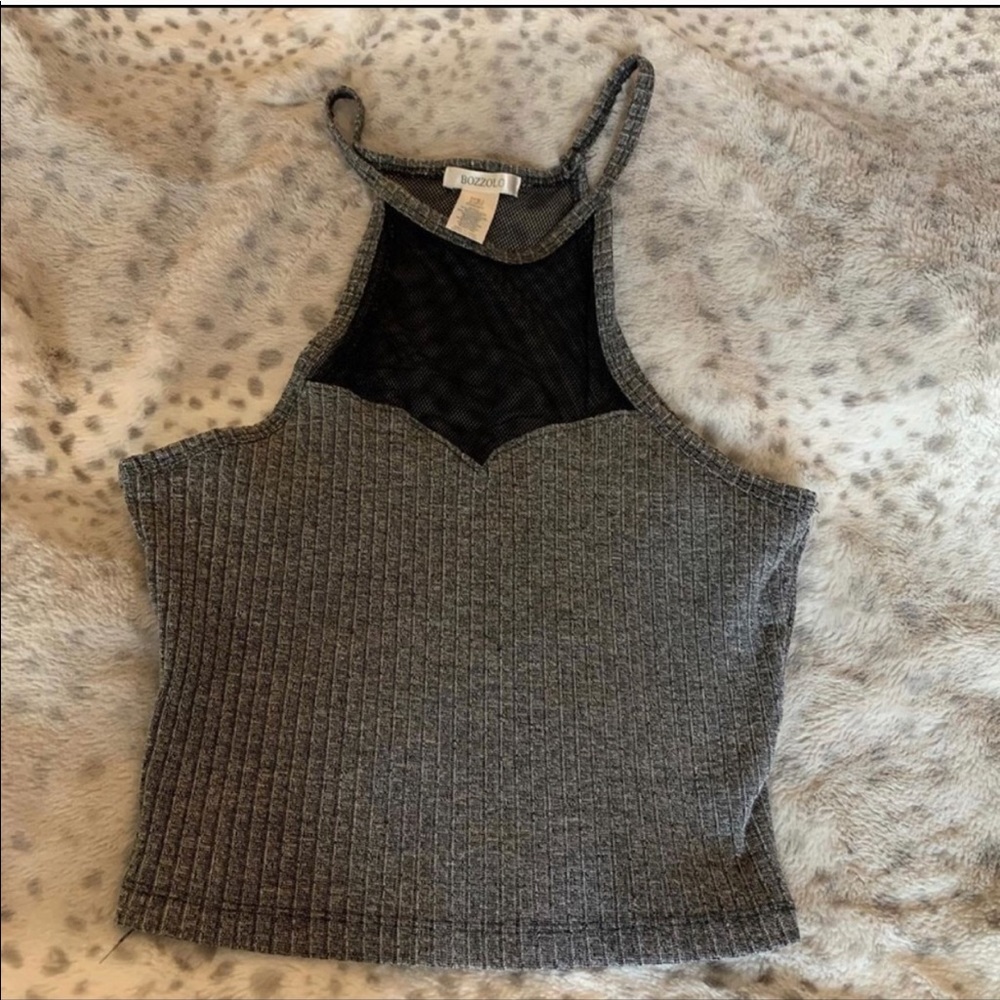 Grey mesh crop top- new!